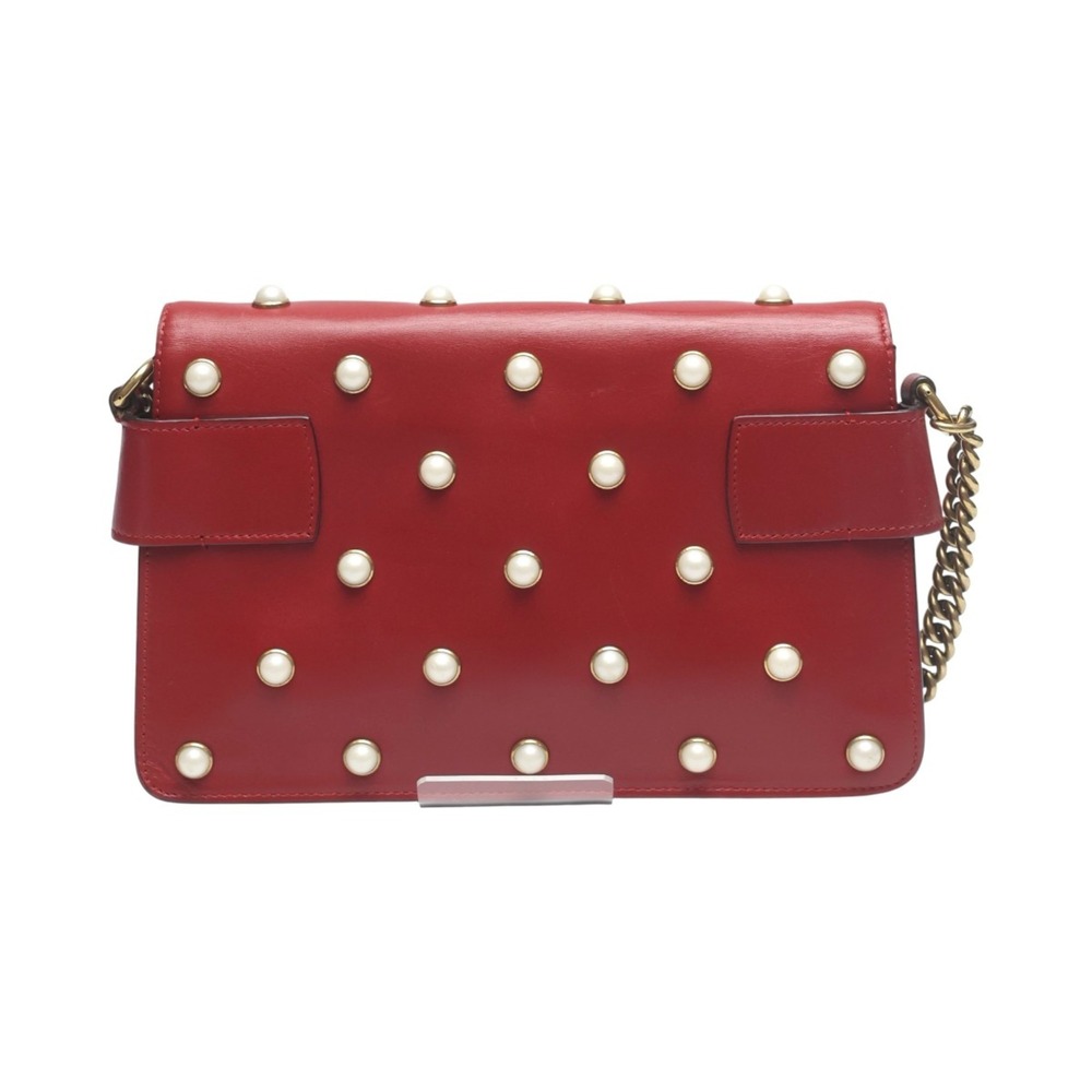GUCCI Red Pearl Leather Shoulder Bag - Picture 3 of 14